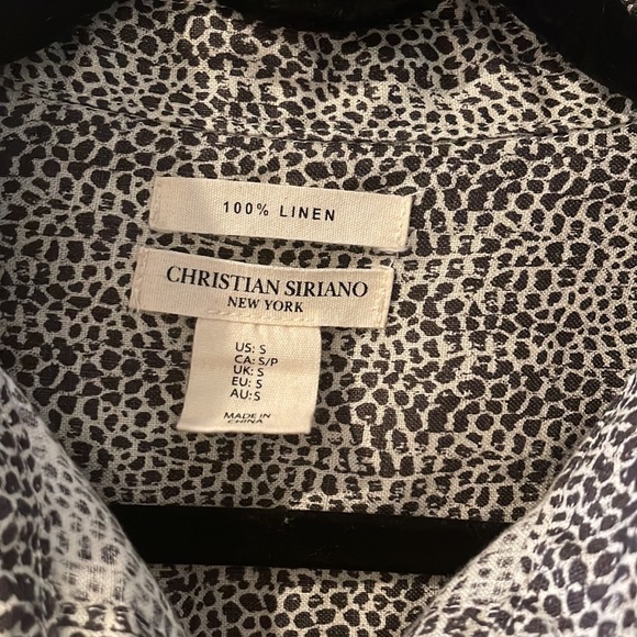 Christian Siriano linen animal print button down - Picture 2 of 4